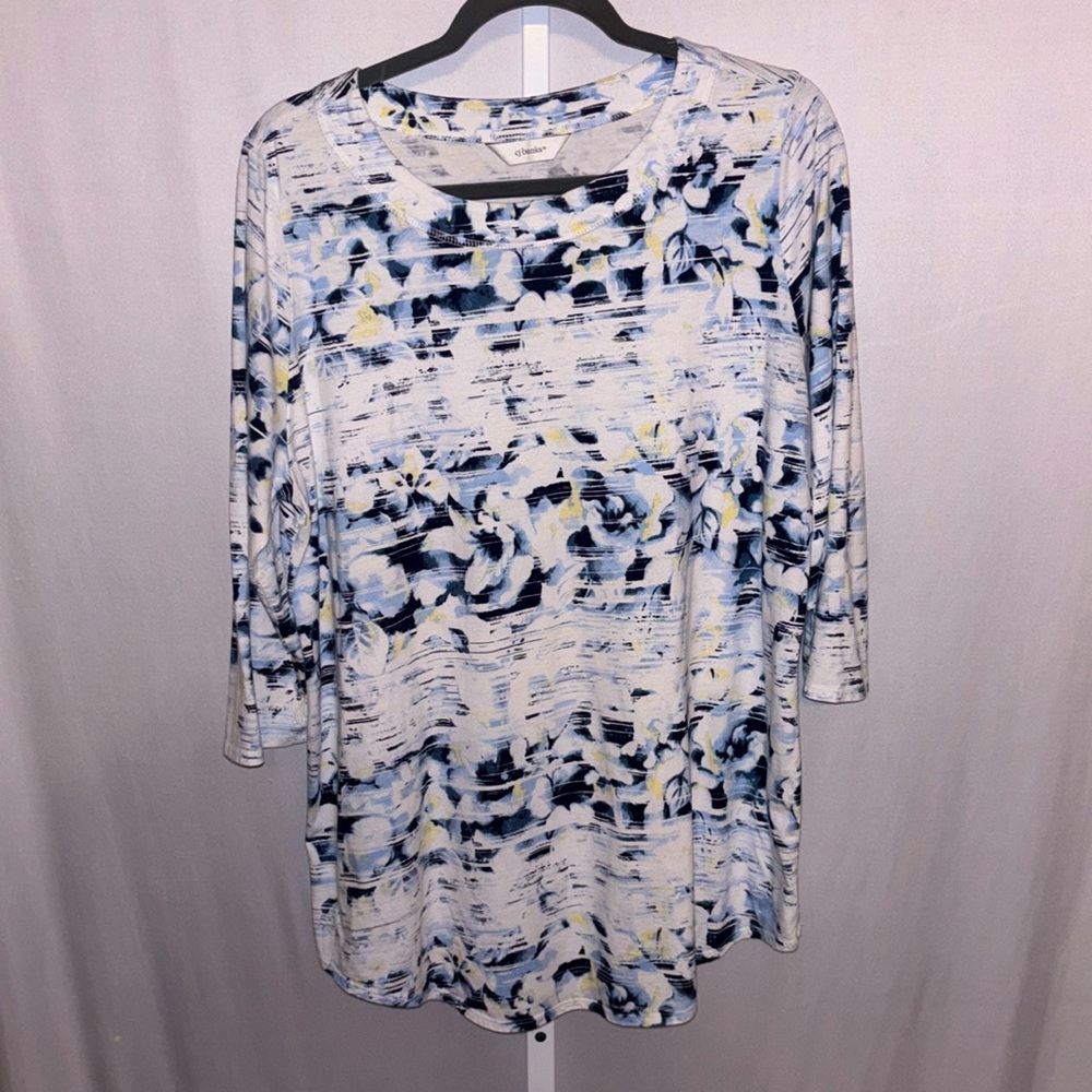 CJ Banks Stripped and Floral Pull Over with 3/4 Sleeves. XXL